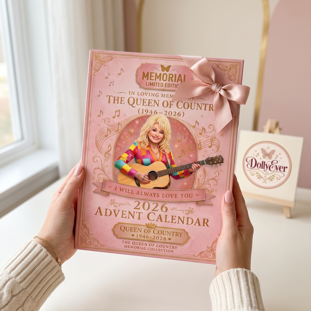 Country Star advent calendar held as a gift with a blush satin ribbon