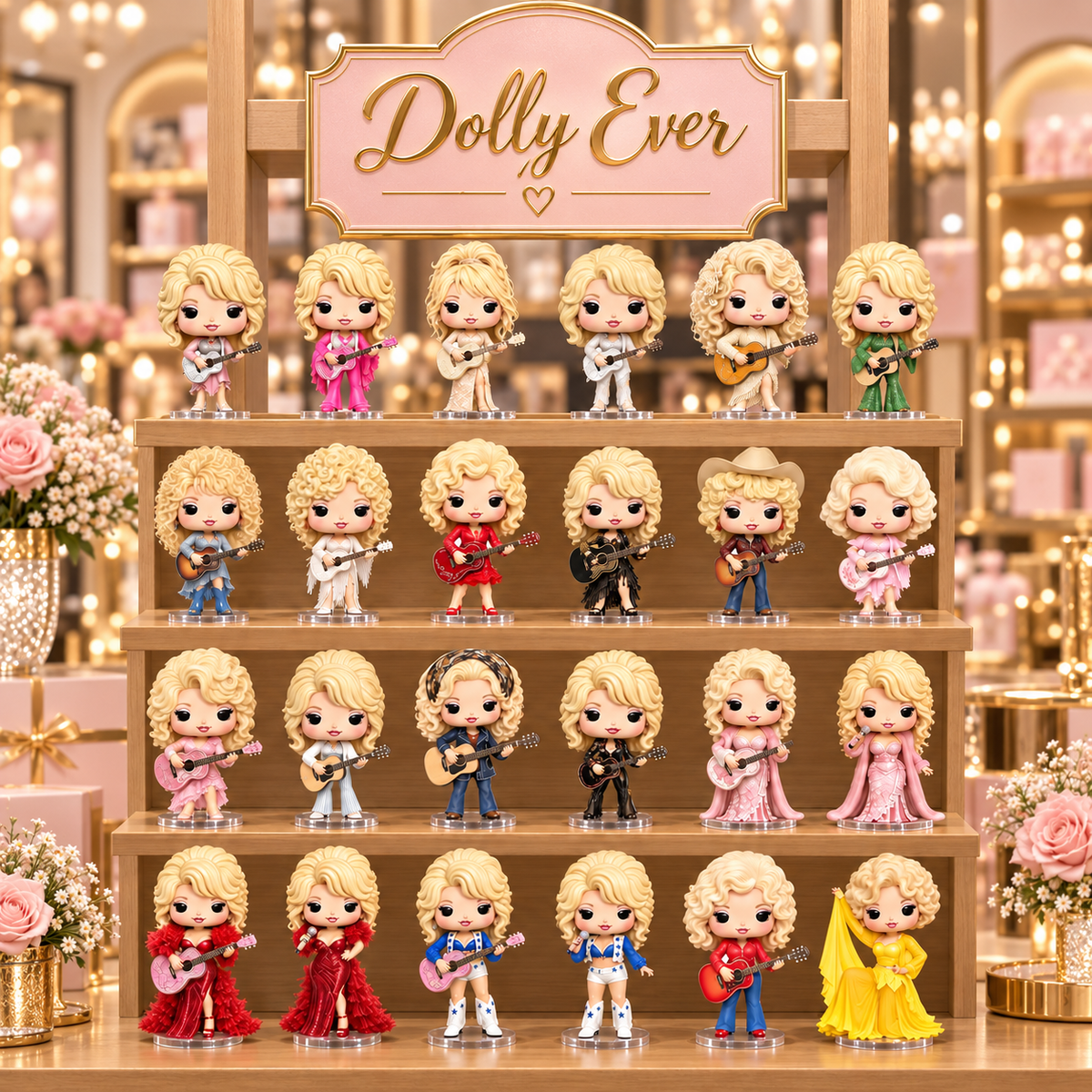 Display shelf with all 24 collectible country-star figures